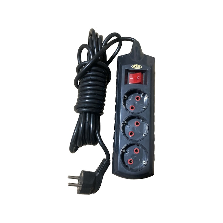 Prelungitor cu 3 prize  cablu 5m  AVI-2143  negru