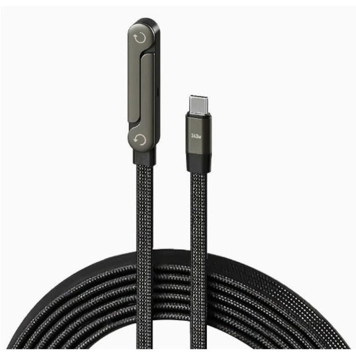 Cablu de date pentru telefon mobil  240W de incarcare rapida  USB  compatibil cu tableta pentru telefon mobil  pentru jocuri  tesut  1 5 m  negru