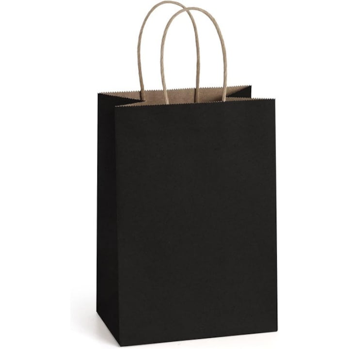 Set of 20 JENUOS Recycled Kraft Paper Gift Bags, Black, 21x11x27cm