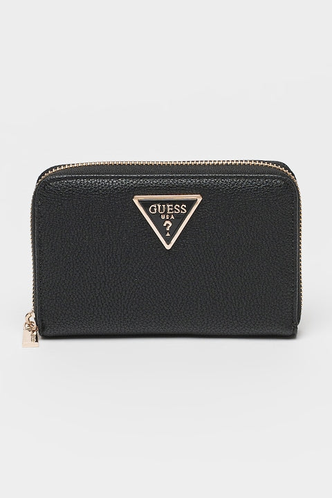 GUESS - Portofel de piele ecologica cu logo si fermoar Laurel  Negru 12 rate cu 0% dobândă