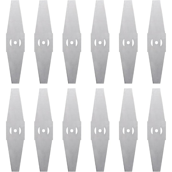 Set 10 lame pentru masina de tuns iarba  Metal  150x15mm  Argintiu