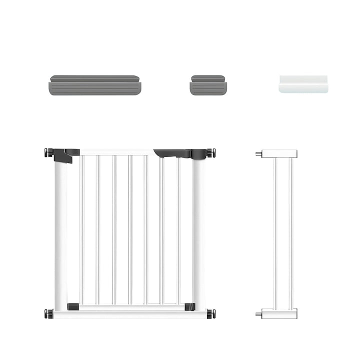Wacorresi Safety Gate, Child protection, adjustable dimensions 90-97cm, Height 76cm with 14cm extension, two-way door opening, super load-bearing, automatic closing, no-drill installation, for stairs or doors, white