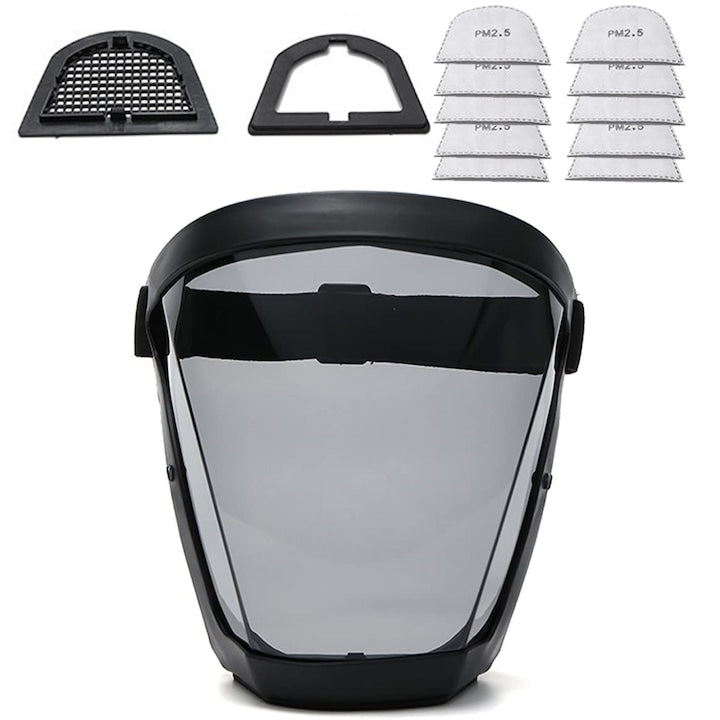 Masca de protectie anti-aburire super-protectiva  cu 10x filtre PM2.5  pe toata fata  unisex  reutilizabila  Negru