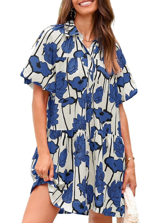 Imily Bela - Women's Floral Print Summer Dress (10149) Blue 12 interest-free installments