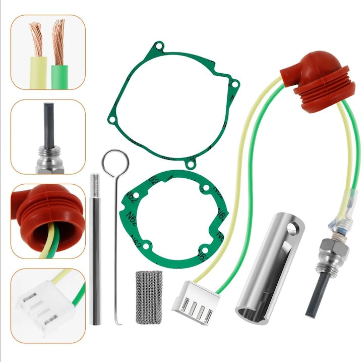 Kit de reparatie pentru incalzitor auxiliar 12V 5KW  bujie incandescenta  filtru  garnitura  unealta de demontare