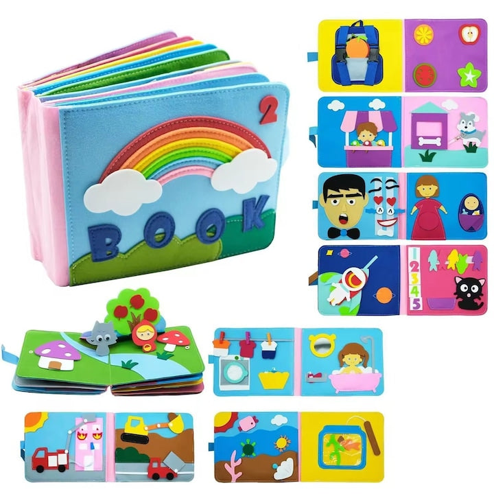 Carte Interactiva Montessori pentru Copii  FooFoony  16 pagini  jucarie educationala  culori vii  18x7x23cm