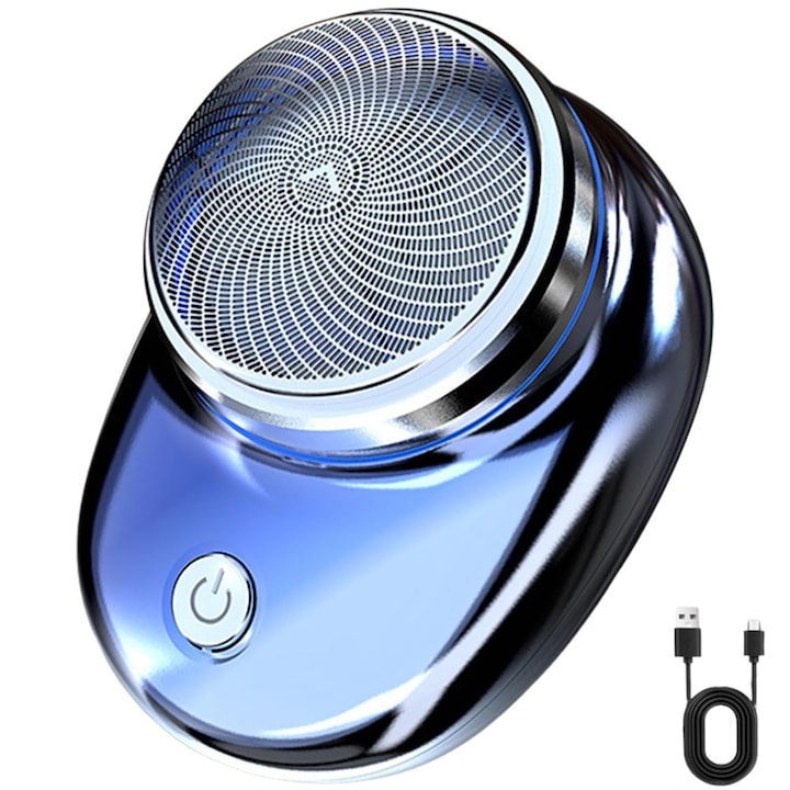 Mini Aparat de Ras  SINBINTA  Aparat de Ras Electric  Taiere precisa  400 mAh  8000r/s  Barbierit umed si uscat  Autonomie 60 minute  Design ergonomic  Portabil  Pentru calatorii  fara fir  ABS/Otel  12x12x5cm  Albastru/Argintiu
