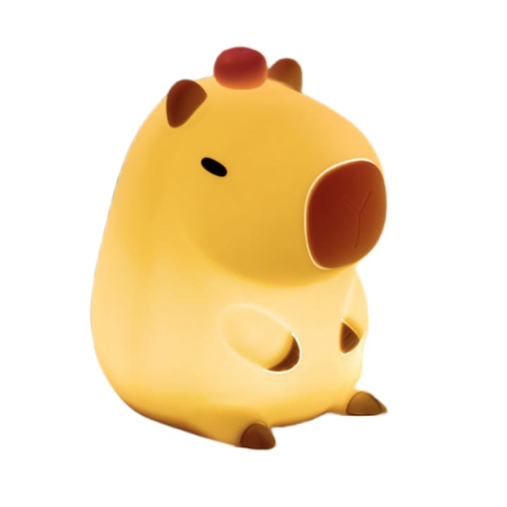 Fantasy Capybara with Orange Children's Night Light, LED, brightness adjustment, 110x88x128mm, two-speed brightness adjustment and long battery life