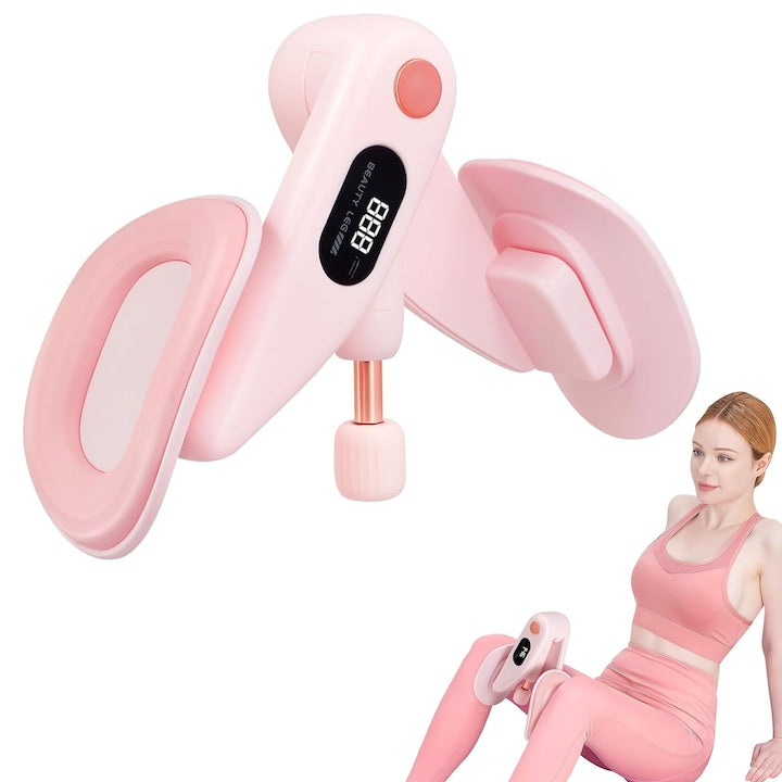 Hip Trainer Device Pelvic Floor Trainer with Digital Display Multifunctional Ergonomic Adjustable Smart Counter Pelvic Floor, Hips, Legs, Thighs, Arms, and Back Training Pink