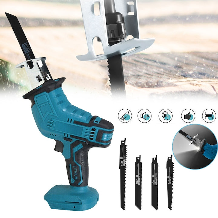 Fierastrau Sabie Fara Fir De 18V Electric Fara Perii Ferastrau Saber  Viteza Variabila 3000 RPM  Cu 4 Lame De Ferastrau  Adancime Maxima De Taiere 100mm  Pentru Taierea Tevilor Din Metal  Lemn Si PVC