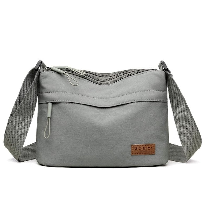 WNANNAN - Waterproof Nylon Crossbody Bag with 3 Compartments, Dimensions 24.5x17.5x9, Grey - 12 interest-free installments