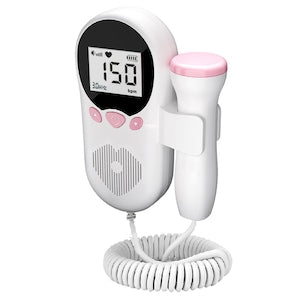 Monitor ritm cardiac fetal  Afisaj LCD  Monitor Fetal Doppler Pentru，Gravide  Monitorizare Functii Vitale Fat Intrauterin  Detectare Batai Inimii Fatului  Monitorizare Ritmul Cardiac Al Bebelusului  Portabil  Zero RadiatiiPentru uz caznic  Alb/Roz