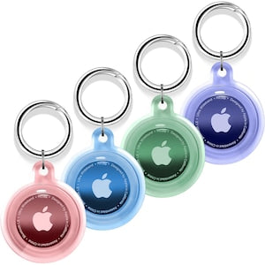 Set 4 huse pentru Apple AirTag  MATCHEASY  Silicon  Roz/Albastru/Verde/Violet