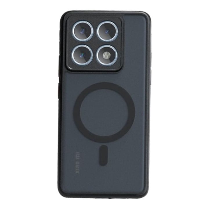 Magnetic Silicone Case compatible with Xiaomi 14T Pro, wireless charging, black
