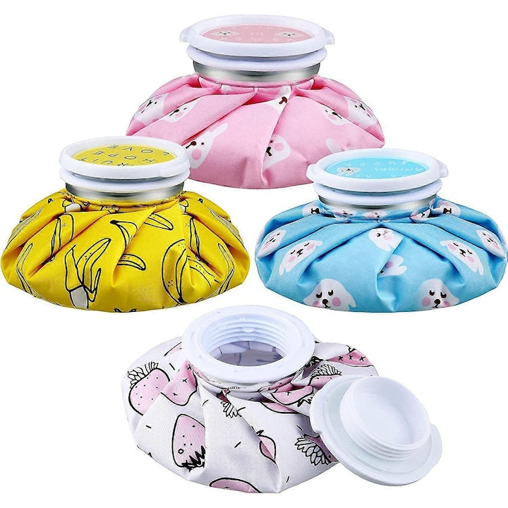 Pachet de 4 pungi cu gheata reutilizabile  14.5x14.5cm  pentru ameliorarea durerii  multicolor