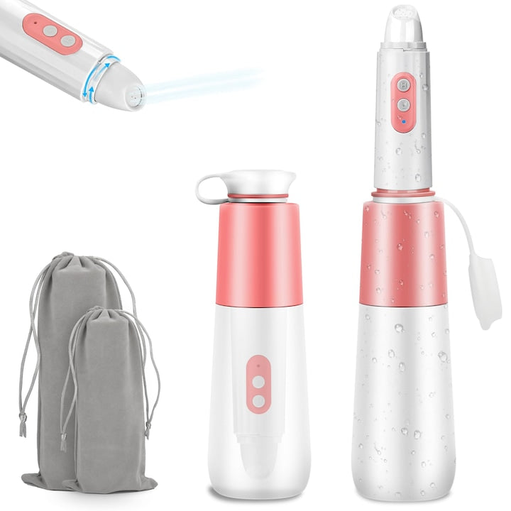 Pulverizator portabil bideu de calatorie cu geanta de voiaj si cablu USB  reincarcabil  presiunea apei reglabila  design ergonomic compact  pentru curatarea igienei personale  WALALLA  Roz