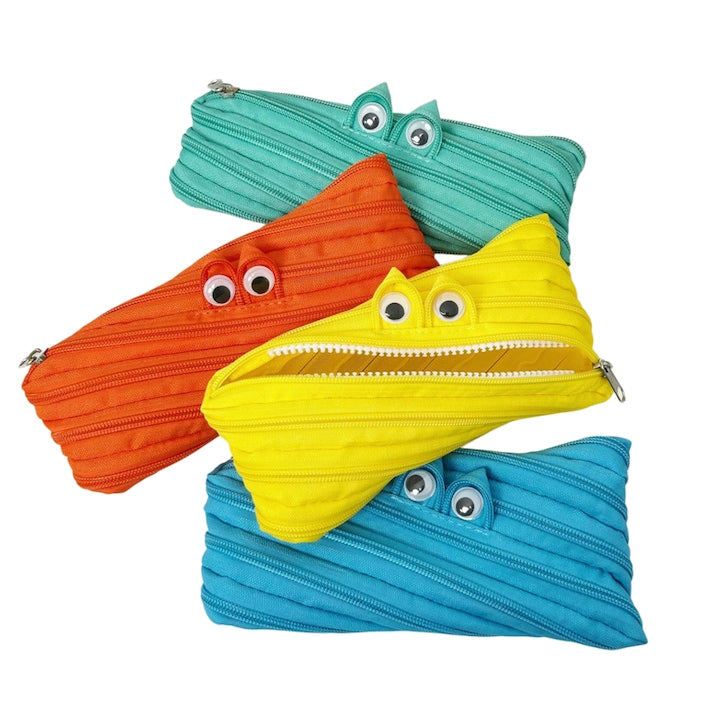 Set de 2 penare distractive cu fermoar  Monster Design  Inchide fermoarul pentru a-l transforma intr-un penar  Un cadou dragut  neobisnuit si creativ  Un penar adorabil  de mare capacitate  pentru depozitare organizata  Albastru si portocaliu