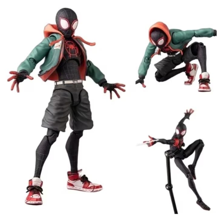 Figurina Spider-Man  ZOUN  Spider-Man: Into the Spider-Verse Miles Morales Figurina  articulatii mobile  include accesorii  vine cu suport de expunere  PVC  17 cm  3 ani+  multicolor