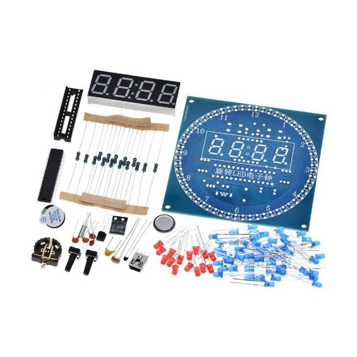Kit ceas electronic cu LED DS1302  include caseta montaj