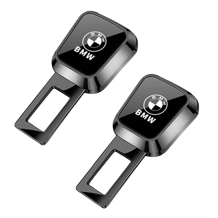 Set of 2 Car Seat Belt Extender, Fantasy, Zinc Alloy/ABS, 3x8cm, Universal for Most Car Models, Pregnant Women, Child Seat, Gunmetal Grey/Black, with BMW Logo