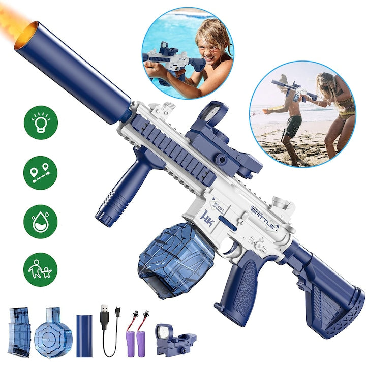 CHOOLEY Electric Water Gun, automatic, long-range, blue, 60x25x11.5cm, set with 2 tanks and 2 batteries