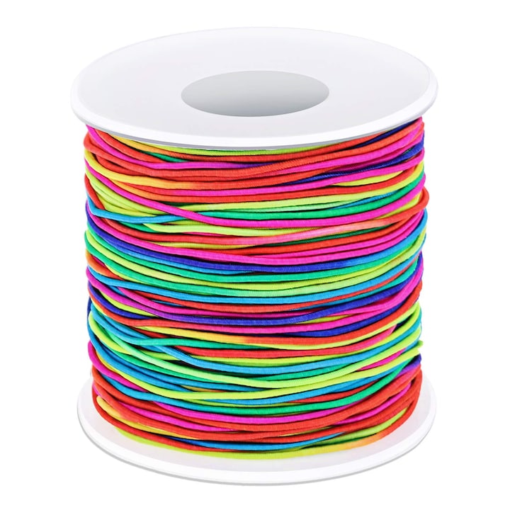 Snur elastic pentru bratara  bratara DIY  snur cu margele  decoratiune pentru par  1.2 mm x 85 m  curcubeu  multicolor