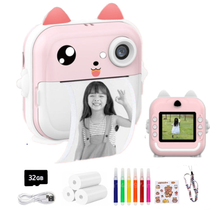 WALALLA Instant Camera for Kids with 1080P Video, Selfie Camera, Games, and Photo Booth, Perfect Christmas or Birthday Gift for Boys and Girls Ages 3-12, 32GB Card, Pink