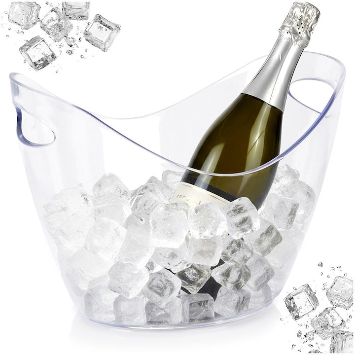 Frapiera Sticle Vin Si Sampanie  Universal  Model Elegant Cu Manere Ergonomice  Capacitate Generoasa De 4 L Si 26.5 x 20 x 19 cm  Transparent  Plastic Durabil Rezistent La Socuri  Racitor Perfect Pentru Gheata Petreceri Evenimente Speciale Si Bar