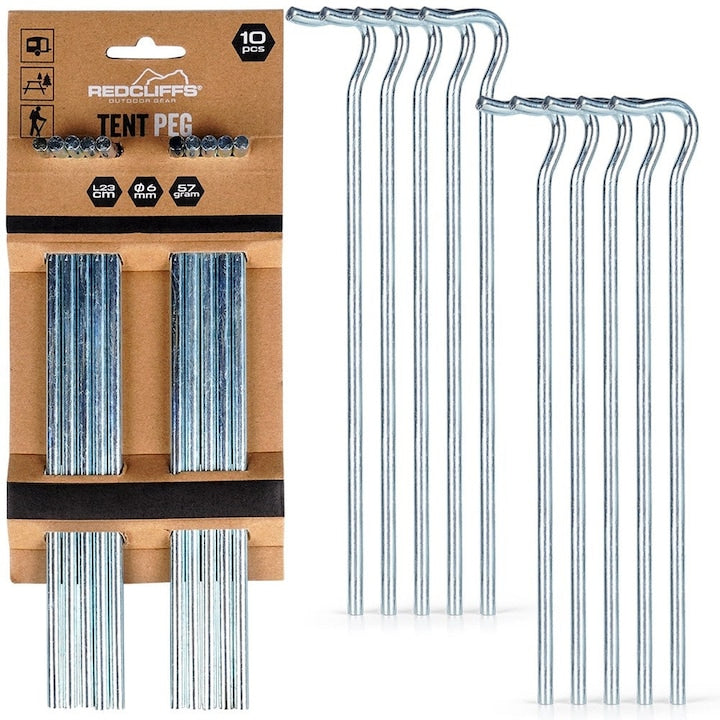 Redcliffs Tent Pole Set, 23x0.5 cm, Metal, Stainless Steel, Corrosion Resistant, Ergonomic Design, Silver, 10 Pieces