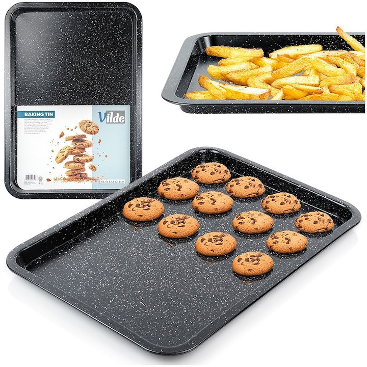 Tava De Copt  Vilde  46.5x32.5x2.5 cm  Otel Carbon Cu Strat Granit  Rezistenta La Temperaturi Ridicate Pana La 230°C  Coacere Uniforma  Margine Mai Inalta Pentru Confort Sporit La Coacere  Grafit