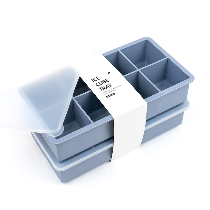 Set 2 Forme cuburi de gheata  Cu capac  Cuburi mari de gheata  Silicon alimentar  5x5cm 8-cuburi  Albastru