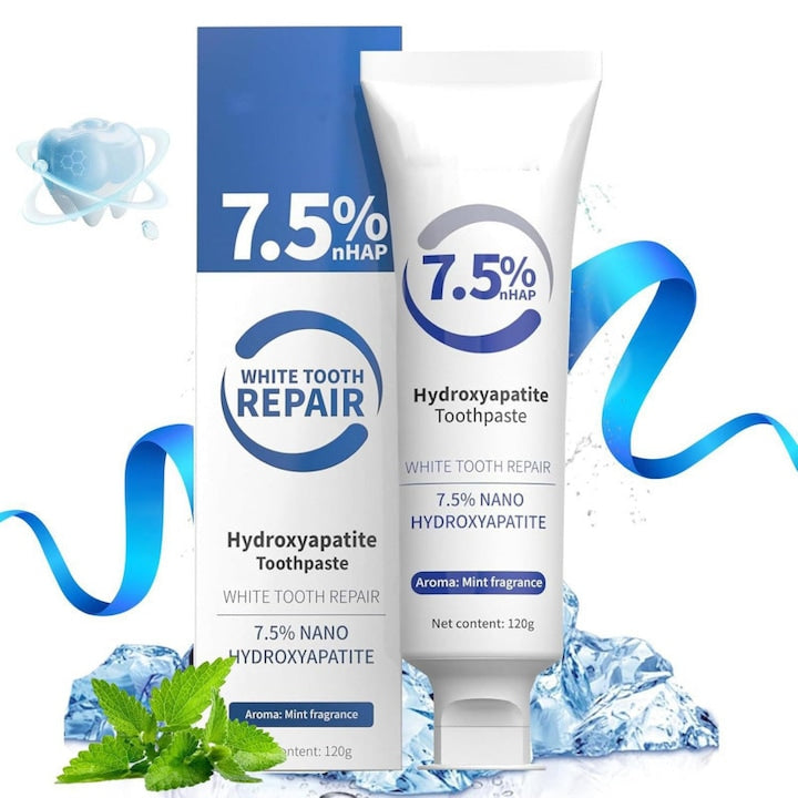 Pasta de dinti cu 7  5% Hidroxiapatita  Fara Fluor  120g  Protectie Smalt  Intareste Dintii  Menta Usoara  Improspateaza Respiratia  Ideala pentru Dinti Sensibili  Ingrijire Dentara Naturala