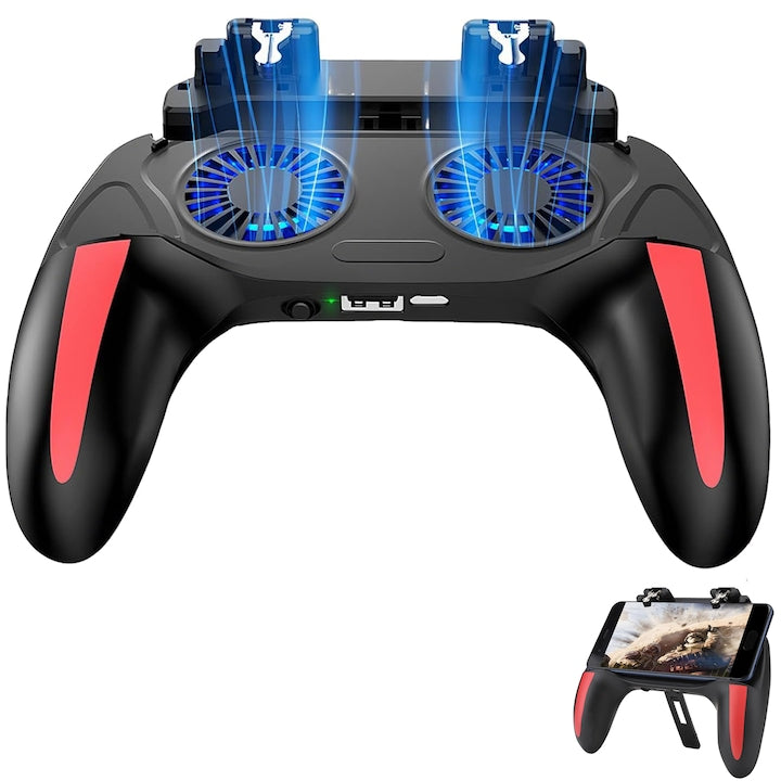 Phone Controller PUBG Cooling Set Piduules Model H10 2500MAH Double Cooler Playsmartshop Fortnite Battlegrounds Call of Duty Mobile Black/Red