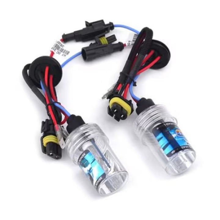 Kit bec Xenon H7  AjieQaQ  55W  6000K  12V  Faza scurta  Faza lunga  Lampa de ceata  Alb rece  2 buc