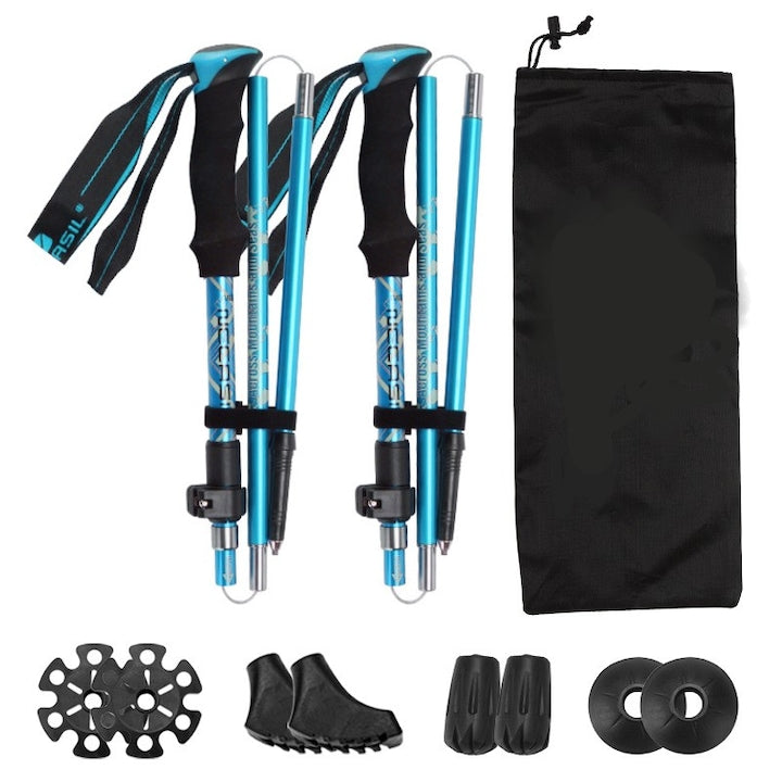 WALALLA Trekking Poles, Adjustable, Shock Absorbing, 32-125cm, Aluminum and Rubber, Blue