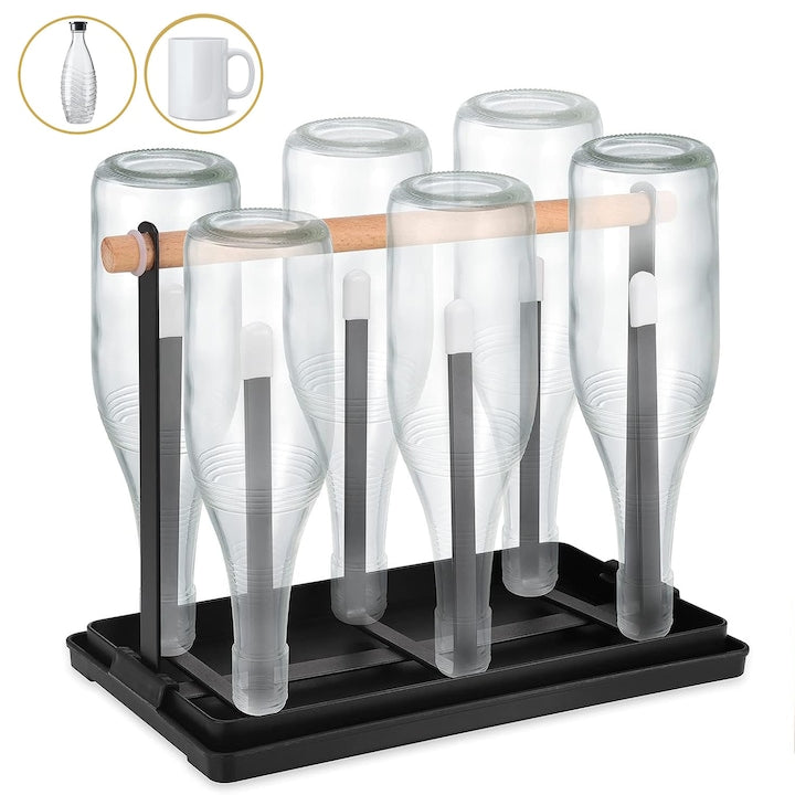Suport Pentru Cani  Suport Elegant Din Metal Negru Pentru Uscare A Sticlelor Pentru 6 Sticle  Suport Pentru Uscare A Sticlelor  Suport Pentru Sticle Pentru  Scurgator De Vase Pentru 6 Sticle