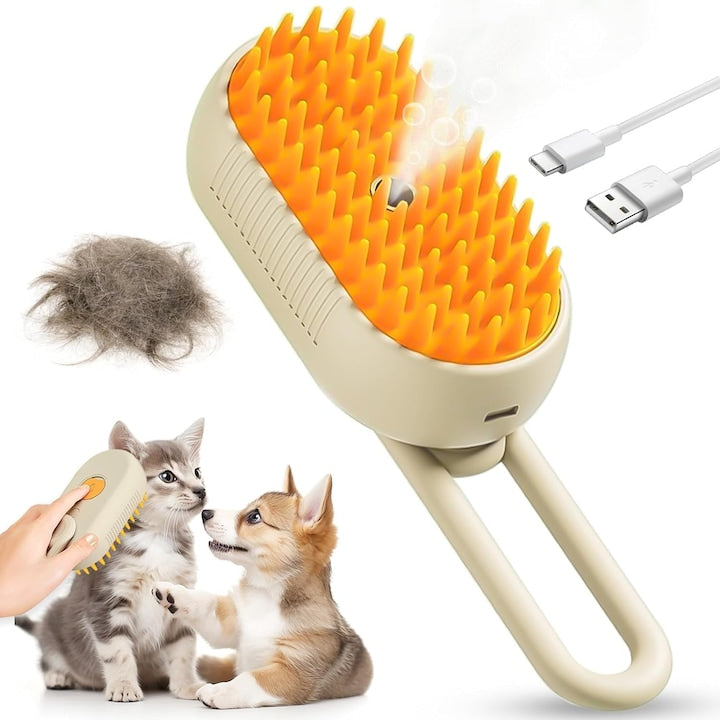 Pieptene spray electric pentru animale de companie  masaj si curatare  incarcare USB  culoarea cafelei