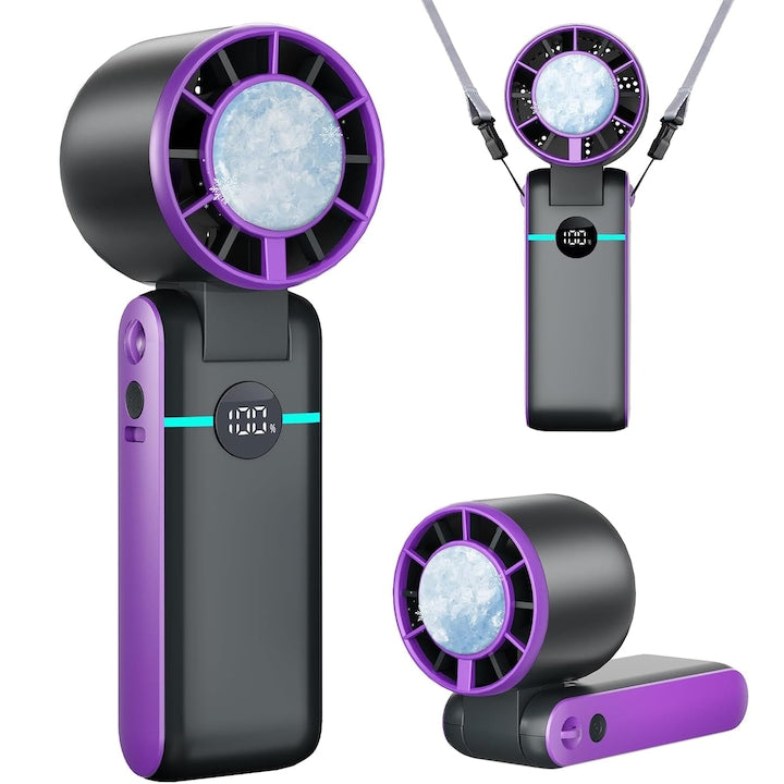 Portable Turbo Handheld Fan with 5 Speeds, 4000mAh Rechargeable Personal Fan, High-Velocity Powerful Cooling Fan, 90° Foldable Fan for Travel, Office, Commute