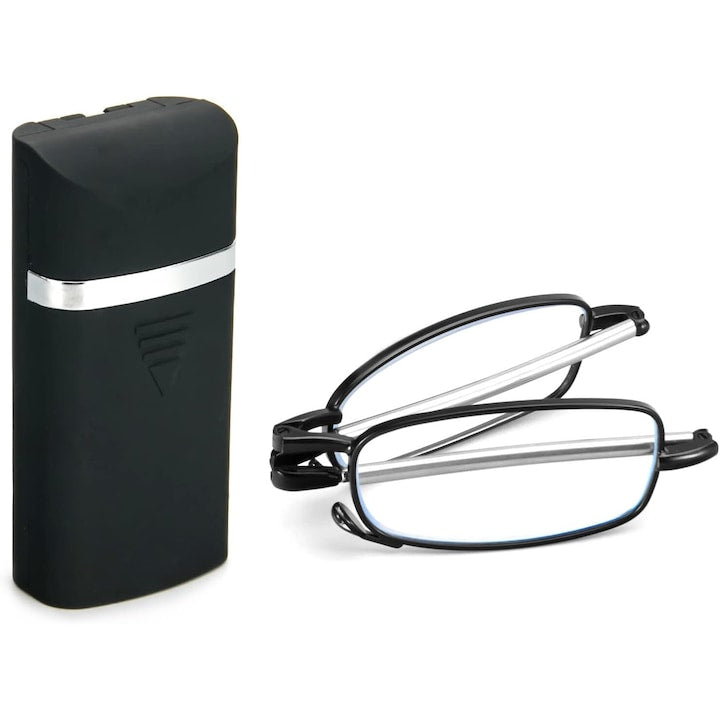 Set 2 Ochelari de Vedere Pliabili  Dioptrie +1.5  Argintiu/Negru  Etui portabil