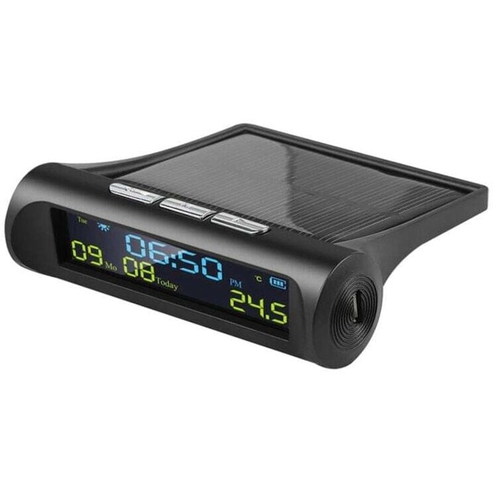 Ceas digital solar pentru masina  LCD  negru  90x65x30mm