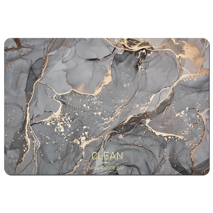Covoras de baie modern din Diatom  Darklove  Ultra absorbant  Antiderapant si uscare rapida  Model marmura  Ecologic usor de curatat dreptunghi moale usor de curatat  50x80 cm  Poliester/Rubber  Antracit