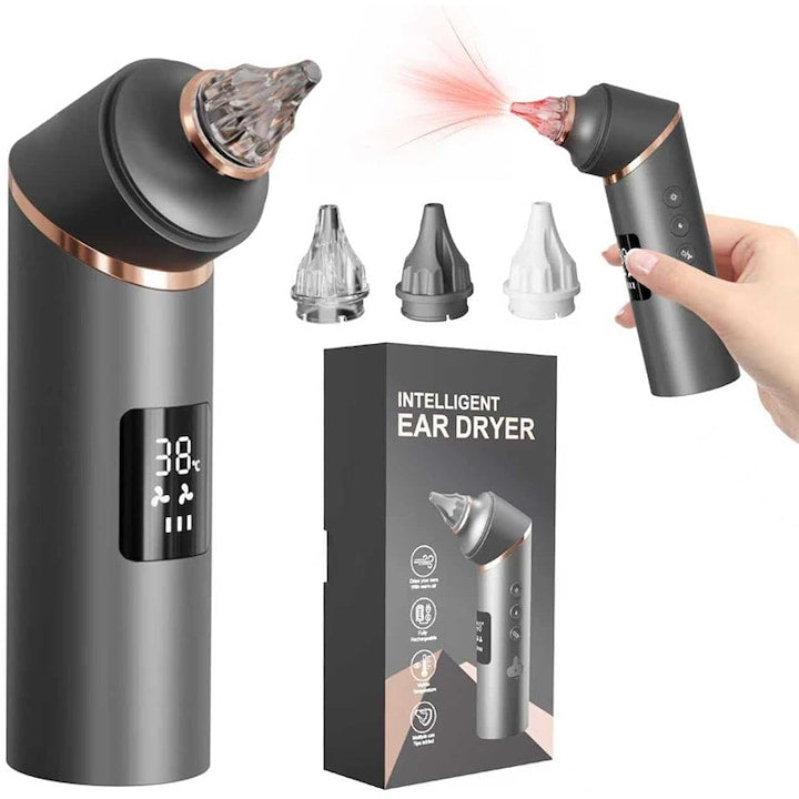 Uscator de urechi Rqiurpn  dispozitiv electric pentru eliminarea umiditatii  portabil  incarcabil  pentru inotatori  uscare rapida  Finisaj Elegant  Solutie Completa pentru Igiena Urechii