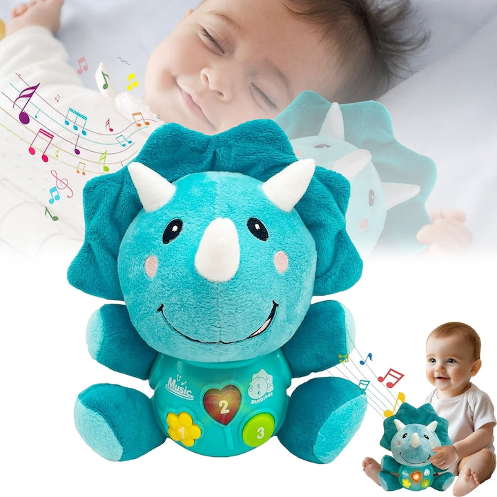 Baby Plush Dinosaur Toy with Sounds and Lights, for Girls and Boys, Interactive Plush Toy, 0-36 Months, Blue
