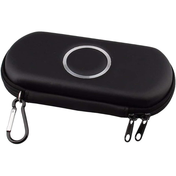 PSP Carrying Case with Carabiner, compatible with Sony PSP 1000 2000 3000 game console, black