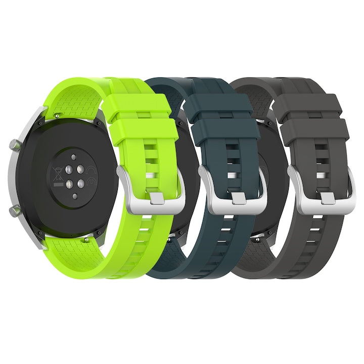 Set of 3 Smartwatch Straps 22mm compatible with Huawei Watch GT / GT2 / GT2 pro 46mm/GT 2e Samsung gear s3 classic/Frontier/Galaxy watch3 45mm/Huami amazfit Silicone Dark Green Dark Grey Lime Green