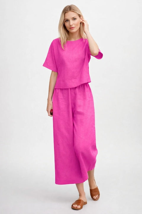 Toridas - Women's crop top and pants set, fuchsia Black, 12 interest-free installments