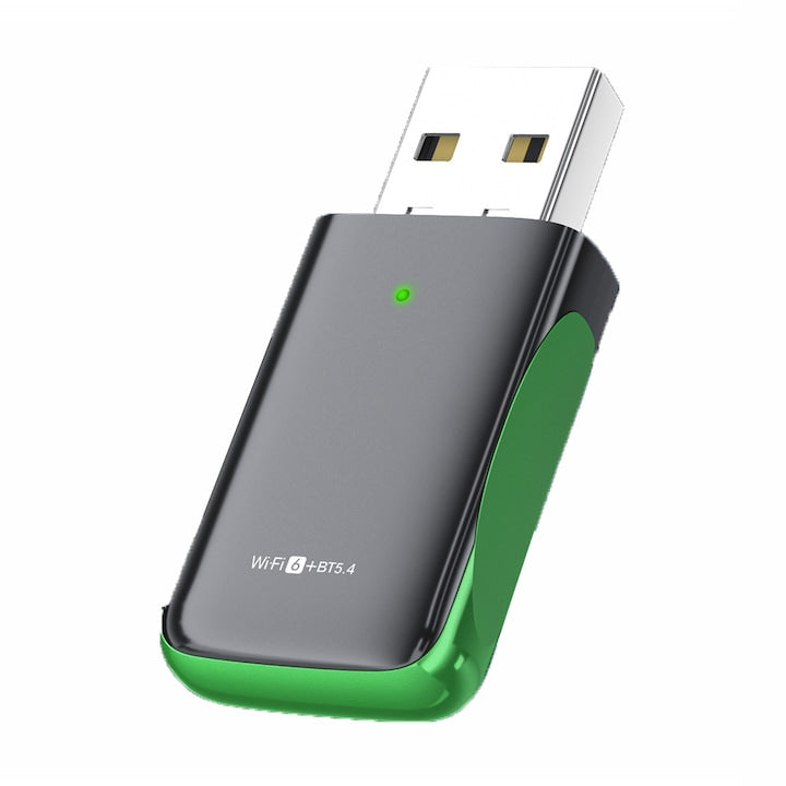 Adaptor USB wireless 2 in 1  WiFi 6 si Bluetooth 5.4  1100 Mbps  dual band 2.4/5 GHz  Plug & Play  pentru Windows 10/11  MacOS  Linux  OUYLAF  Negru/Verde