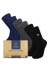 EB Prime - Set 6 perechi  Sosete Clasice Bumbac pieptanat  pentru Barbati si Femei  marimea 35-38EU  fara cusatura  spalate  comode  confortabile si respirabile  culoare Multicolor (Negru  Gri  Albastru)