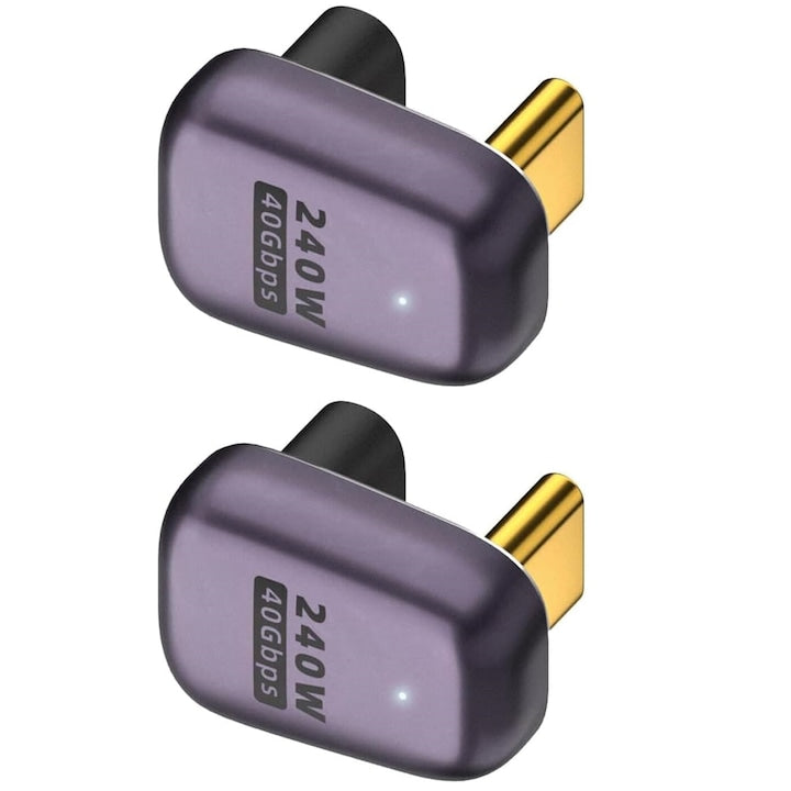 Set 2 adaptoare  incarcare 240W  viteza de transfer de date de 40 gbps  USB Type-C  U-shape 180 degree  compact si portabil  Violet