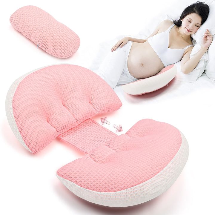 SANSES Multifunctional Pregnancy Pillow for Pregnant Women and Breastfeeding Position for Babies, Adjustable Size, Removable and Washable Pillowcase, Comfortable, Pink